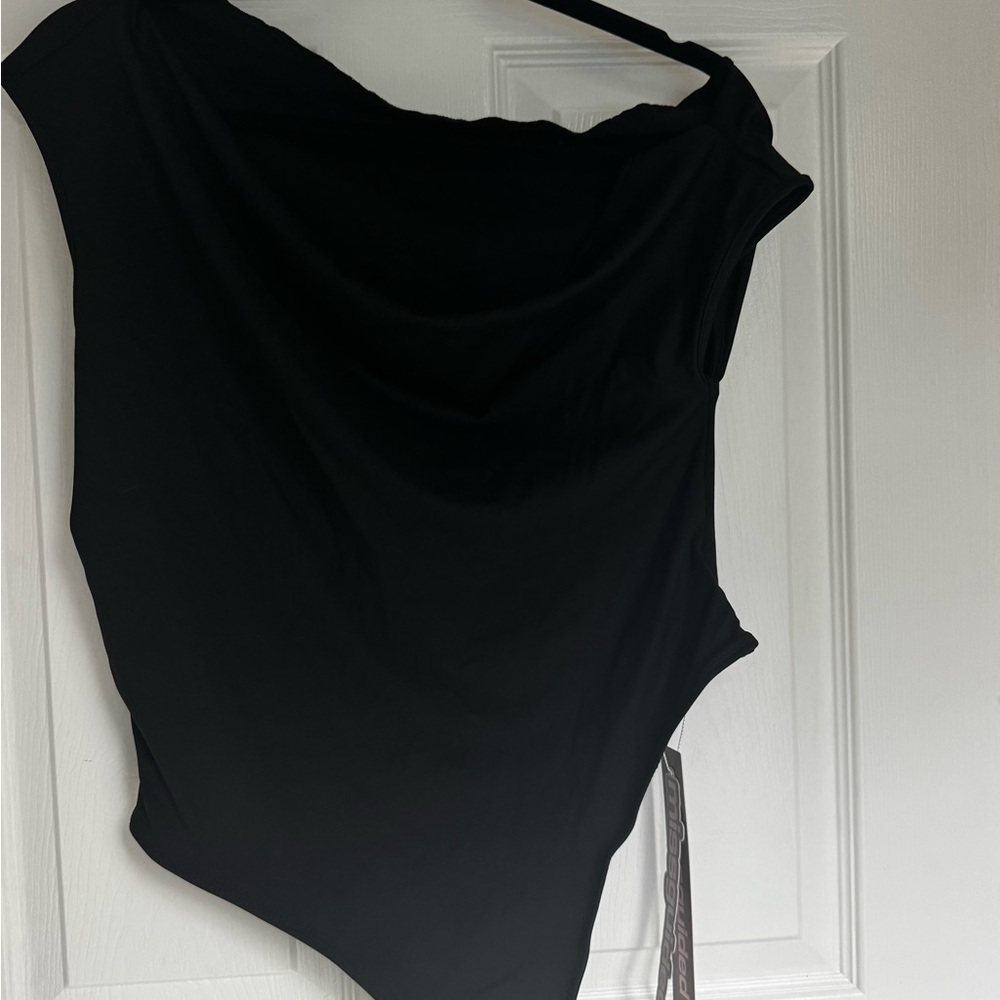 Missguided Black and Gray Graphic Bodysuit
